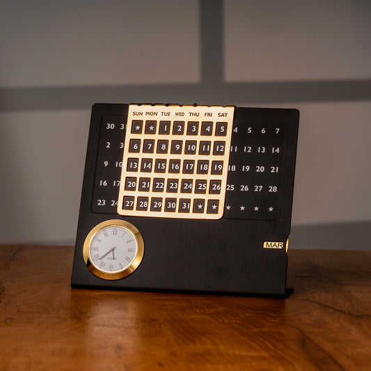 PREMIUM METAL PERPETUAL CALENDAR WITH CLOCK
