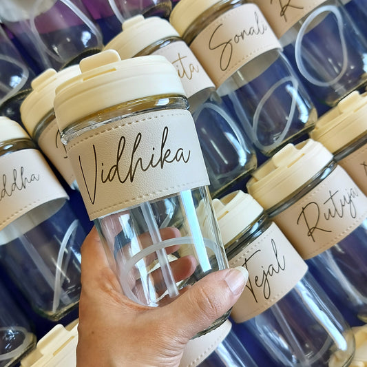 420ML GLASS MUG WITH DUAL SIPPER LID & MOBILE STAND